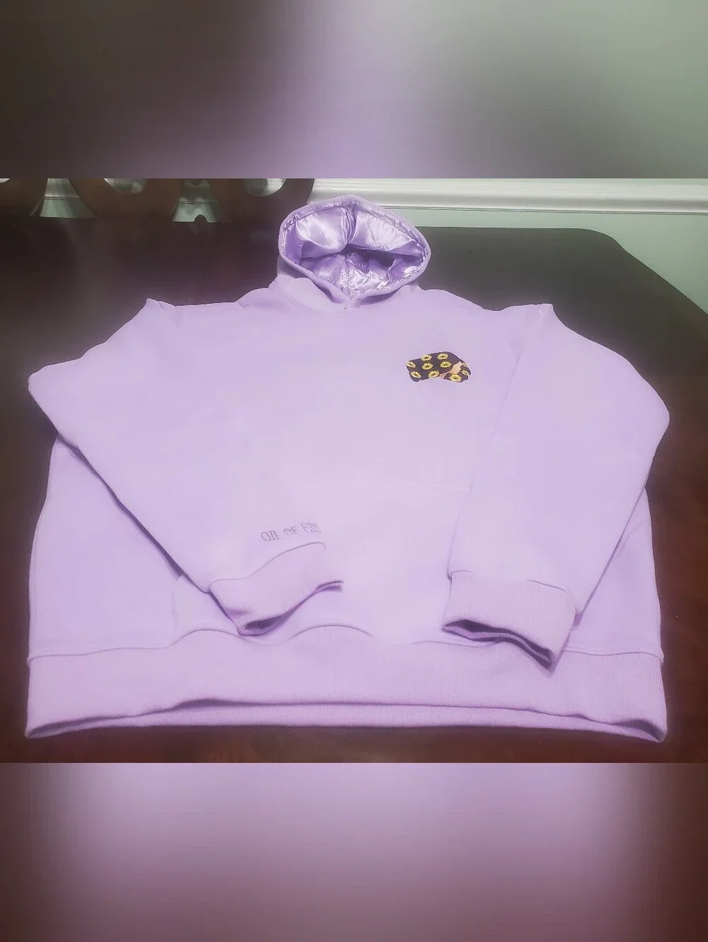 Oil of Essence Satin Lined Hoodie Lilac XXL NWT Hair Care Soft Fleece Snap Neck
